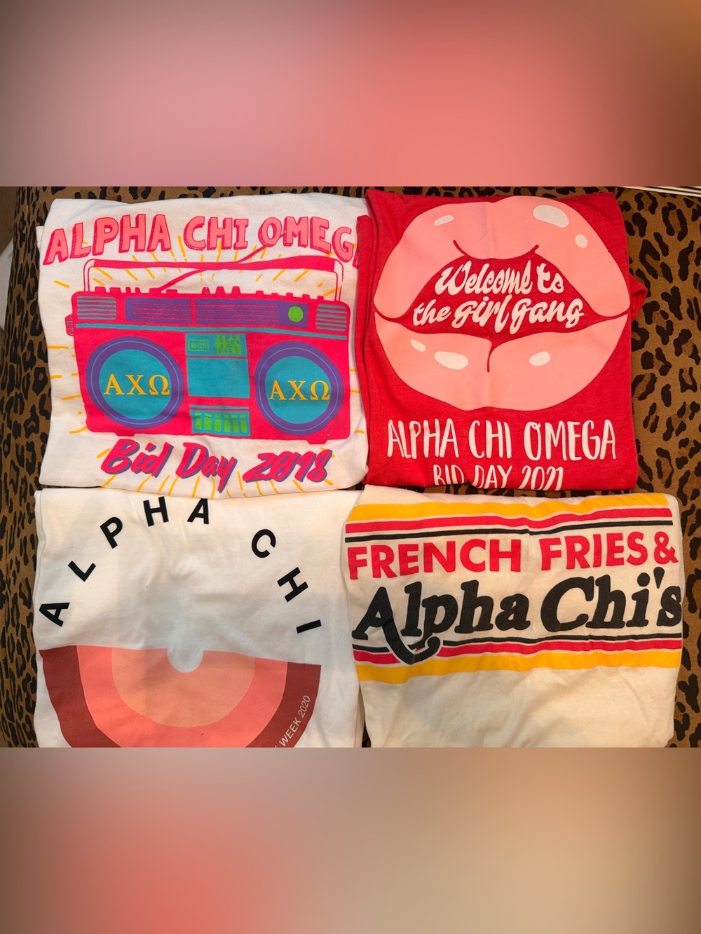 Alpha Chi Omega Lot of 4 Graphic Tees NEW